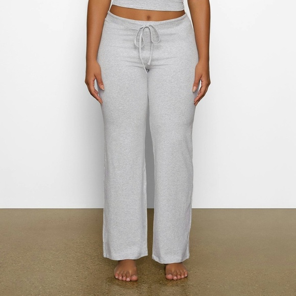 Skims Cotton Jersey Straight Leg Knit Pant in Light Heather Gray - S - Picture 5 of 5
